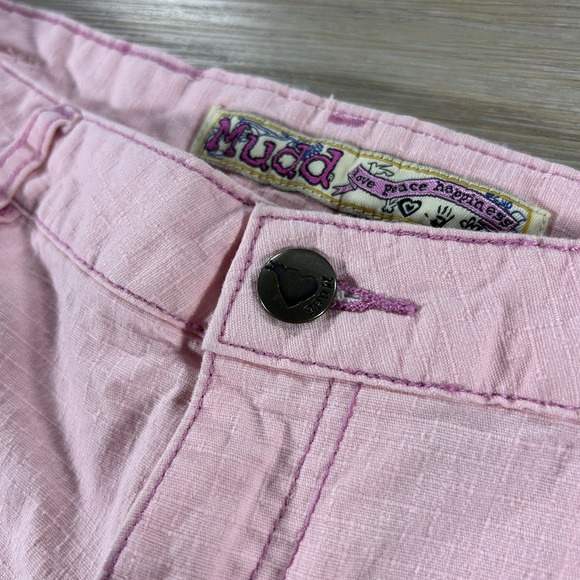 Mudd Size 13 Pink Cargo Shorts Cuffed Stretch Ripstop Midrise Y2K 90s - Picture 3 of 12